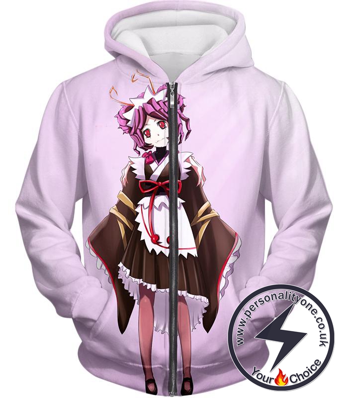 Overlord Super Cool Entoma the Spider-Human Battle Maid Promo White Zip Up Hoodie